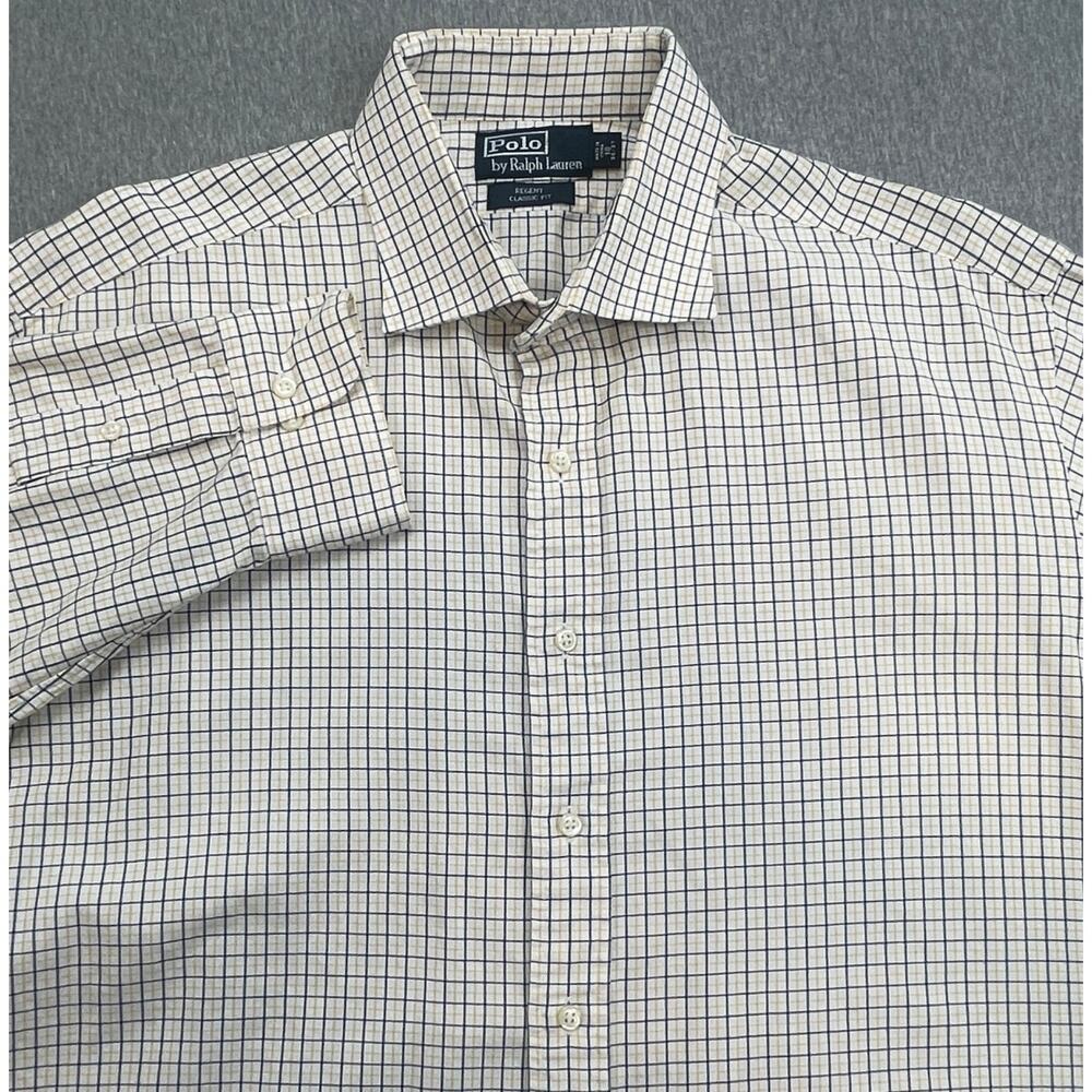 Polo Ralph Lauren Shirt Mens‎ 18 - 36/37 100% Cotton Check Button Up Regent